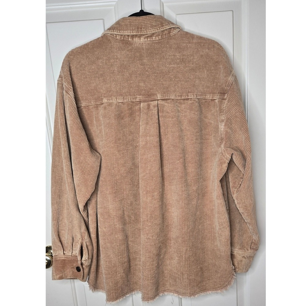 La Miel Oversized Corduroy Shacket Jacket Tan 100% Cotton Women's Large - Picture 4 of 9